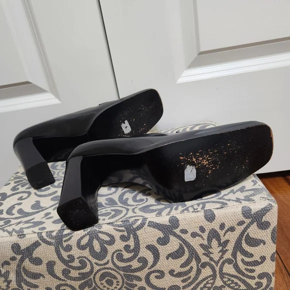 VINTAGE Gucci Black Leather Square Horsebit Square Toe Pumps Size 8 - Picture 7 of 7